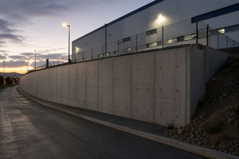 Muro de contención construido por ANIRAC, en Tecate, México
